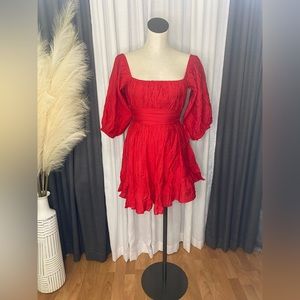 Red tie back dress